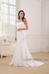LW1228 Full Lace Mermaid Dress with Removable Straps