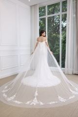 LW4002 Mermaid Bridal Dress with Tulle Cape