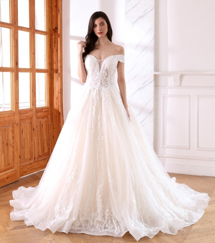 LW4108 Luxury Off Shoulder Bridal Gown