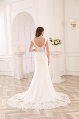 WT4316 New collection Crepe, Tulle, Lace applique, Beaded V neck