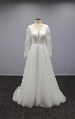 WT4340 New Long Sleeves Lace Applique Bridal Dress