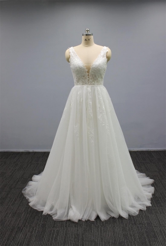 WT4292 New Arrival Sparkle Lace Bridal Dress