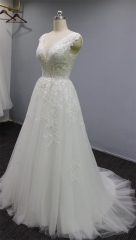 WT4291 New Arrival Wedding Gown Sparkle Lace, Top illusion