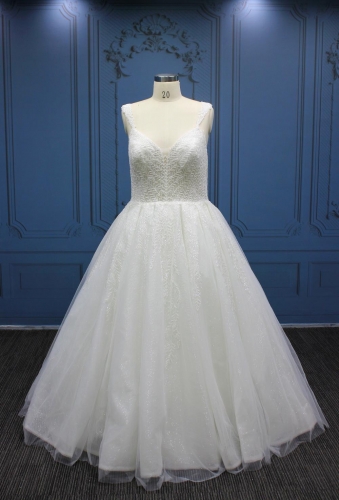 WT4177 Plus Size Wedding Dress Shinny Tulle