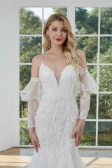 WT4356 Elegant Mermaid Dress with Removable Sleeves