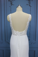 WT4376 2023 New Crepe Wedding Dress Top Lace and Crepe Skirt