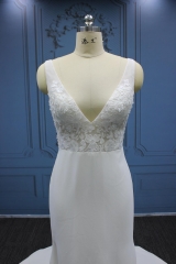 WT4375 2023 New Crepe Wedding Dress Top Lace and Crepe Skirt