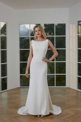 WT4366 2023 New Clean Crepe Wedding Dress Strpas Open Back