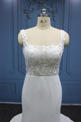 WT4376 2023 New Crepe Wedding Dress Top Lace and Crepe Skirt