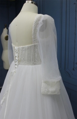 WT4380 2023 New Plus Size BOHO Wedding Dress with Long Sleeves