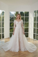 WT4297 2023 New Long Sleeves Wedding Dress Removable Skirt