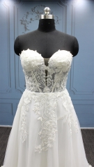 WT4501 Shiny Sweet heart A line Lace wedding dress