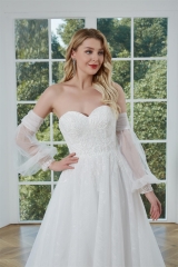 WT4359 2023 New Light Tulle Wedding Gown with Removable Sleeves