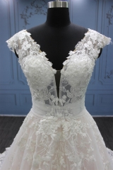 WT4503 Blush Heavy handmake lace shiny tulle dress