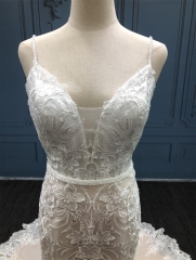 WT4381 Nude mermaid wedding dress, Beading straps, stretchy lining