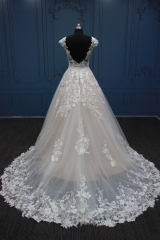 WT4503 Blush Heavy handmake lace shiny tulle dress