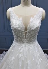 WT4191 Gorgous unique new design lace wedding gown