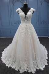 WT4503 Blush Heavy handmake lace shiny tulle dress