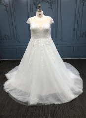 LW4264A Lace and Gliter tulle Plus size wedding gown