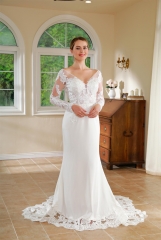 WT4516 2024 new Fit & Flare lace long sleeves wedding dress