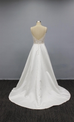 WT2250 Satin A line Bridal Gown, Spaghetti straps