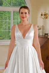WT4615 2024 new quality Import Satin Plain A line wedding dress
