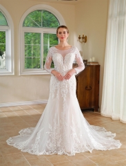 WT4714 2024 new luxury lace Mermaid wedding dress long sleeves