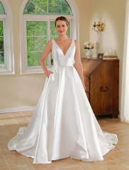 WT4612 2024 new quality Mikado plain wedding dress A line