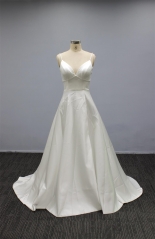 WT2250 Satin A line Bridal Gown, Spaghetti straps