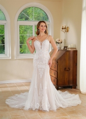WT4713 2024 new Gorgeous Mermaid wedding dress, Straps