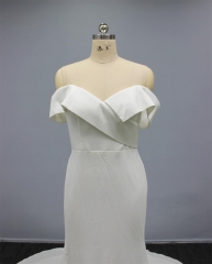 WT4345 Stretch Crepe Off Shoulder Fit & trumpet wedding dress