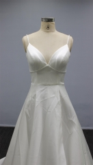 WT2250 Satin A line Bridal Gown, Spaghetti straps