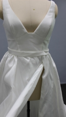 WT4348 Mikado Bridal Gown Removable Bow,Skirt Split Design