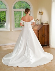 WT4609 2024 new Mikado plain wedding dress A line