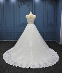 WT4512 2024 new quality luxury lace Royal wedding dress, neckline with exquisite pearls,zipper and button