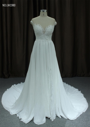 LW1980 chiffon bridal dress