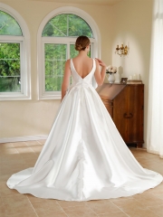 WT4611 2024 new Mikado plain wedding dress A line