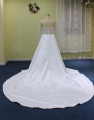 WT2327 Satin Mermaid Bridal with detachable train and sleeves