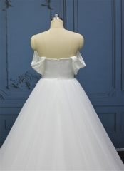 WT4614 New Satin Bridal Dress with detachable sleeves