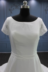 WT4625 modest satin bridal dress