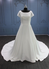 WT4625 modest satin bridal dress