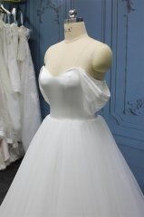 WT4614 New Satin Bridal Dress with detachable sleeves