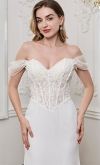 WT4847 2026 Elegant fit&flare lace crepe dress