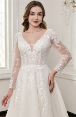 WT4858 Lovely Illusion V Neck glitter tulle Aline