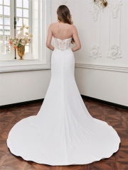 WT4849 Elegant fit&flare lace crepe dress