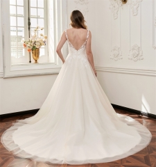 WT4889 2026 Lovely V neck beaded lace, light tulle Aline