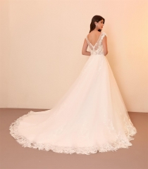 WT4678 Lace Ball gown, Top beading, 3D glower, gliter tulle