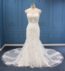 WT4867 Sweetheart Mermaid bridal 3D beading flower lace