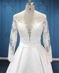 WT4617B Long  sleeves   Lace Mikado Gown,  pocket