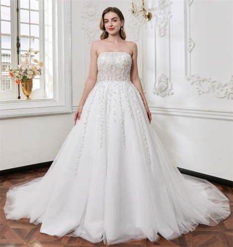 WT4886 Heavy Pearls beading Ball Gown